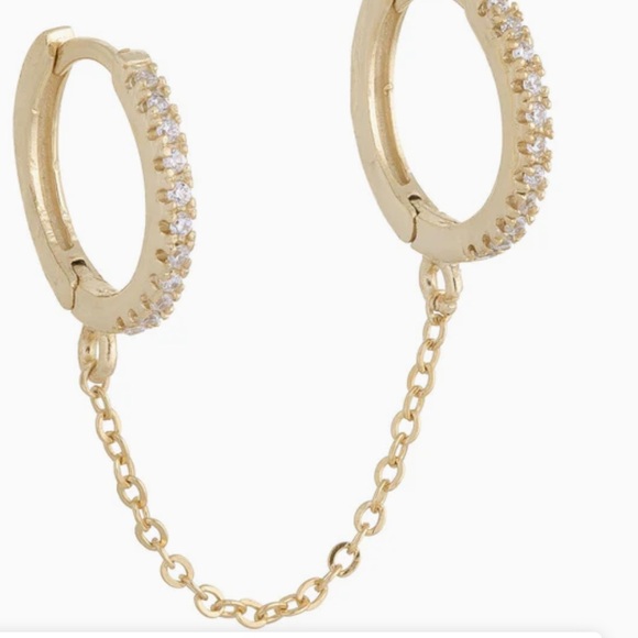 Adina Eden Chain Hoop Huggie Earring NEW - Picture 2 of 5